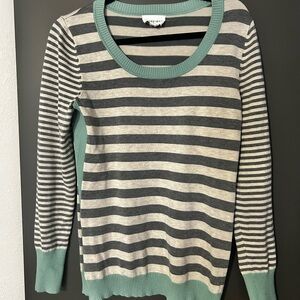 Olive & Oak Gray and Mint Striped Sweater